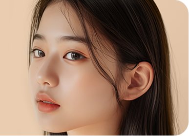 옆을 보는 여성 모델