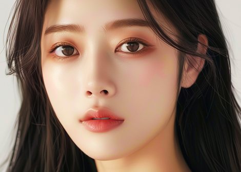 긴 머리 여성 모델 얼굴